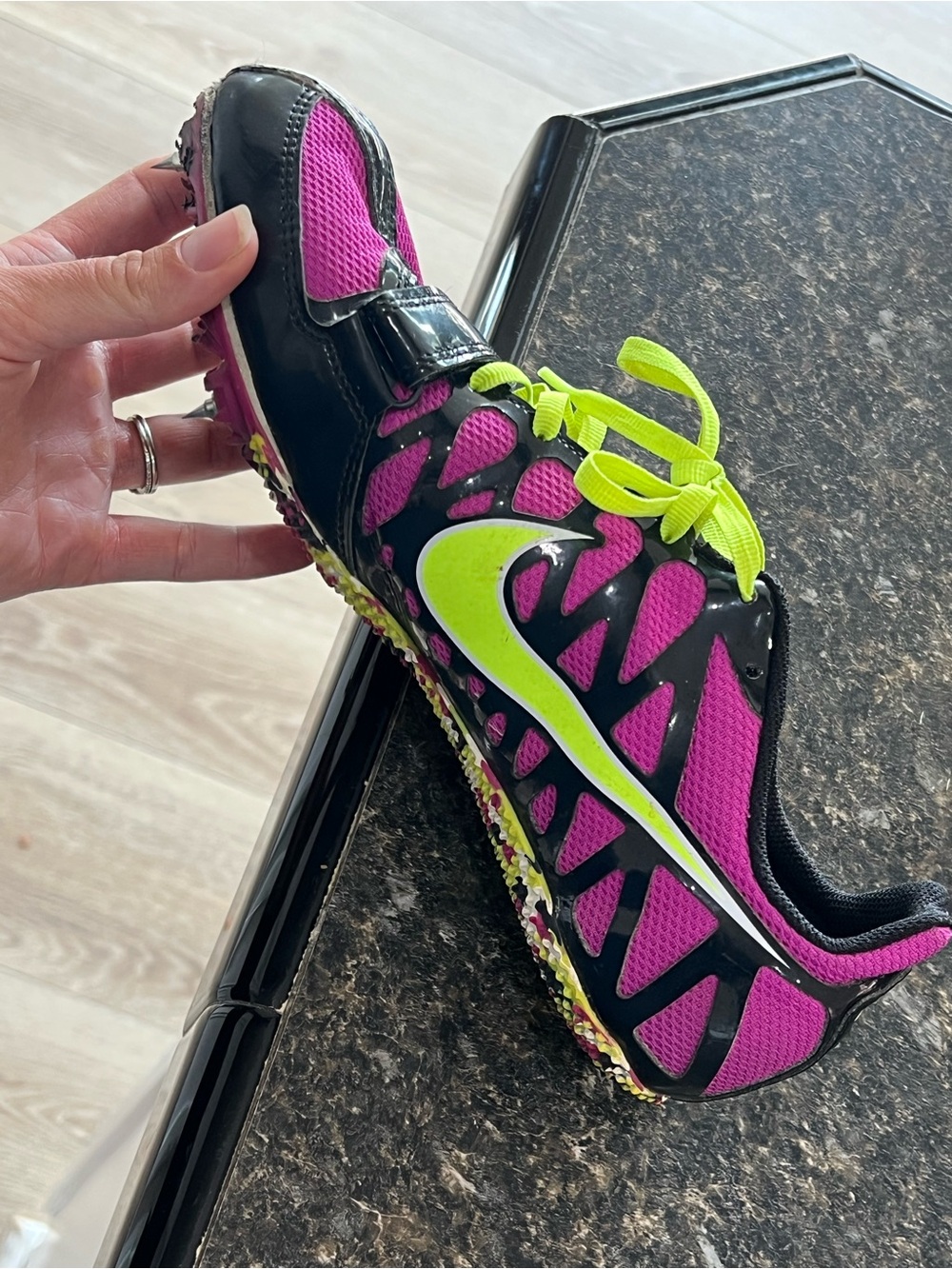 Nike Women’s Track Spike Shoe in Fuchsia and Neon Yellow